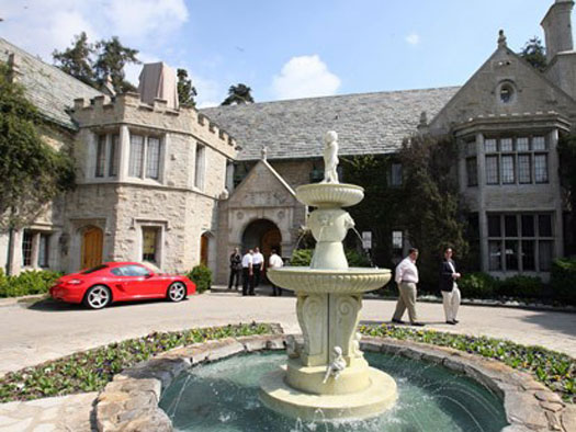 The front of the Playboy Mansion