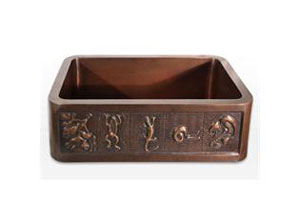 The Highpoint Collection Copper Farmhouse Forest Animal Pattern Kitchen Sink