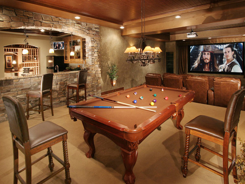 Man Cave with Nice Pool Table