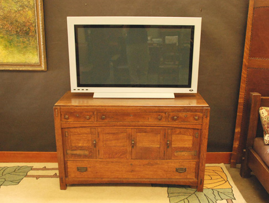 Vintage Limbert Buffet Sideboard with Four Arched Doors, Strap Hinges and Through Tenon
